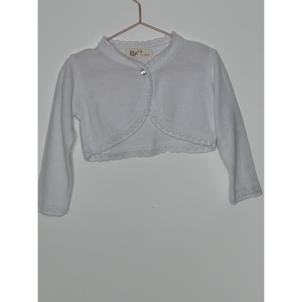 Lilax Girls Size 4 Bolero‎ Shrug Sweater Jacket EUC White So Soft Church Wedding